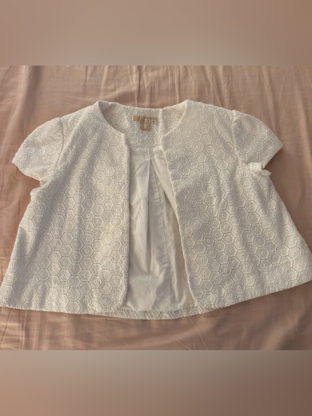 Michael Kors White Eyelet Open-Front Jacket